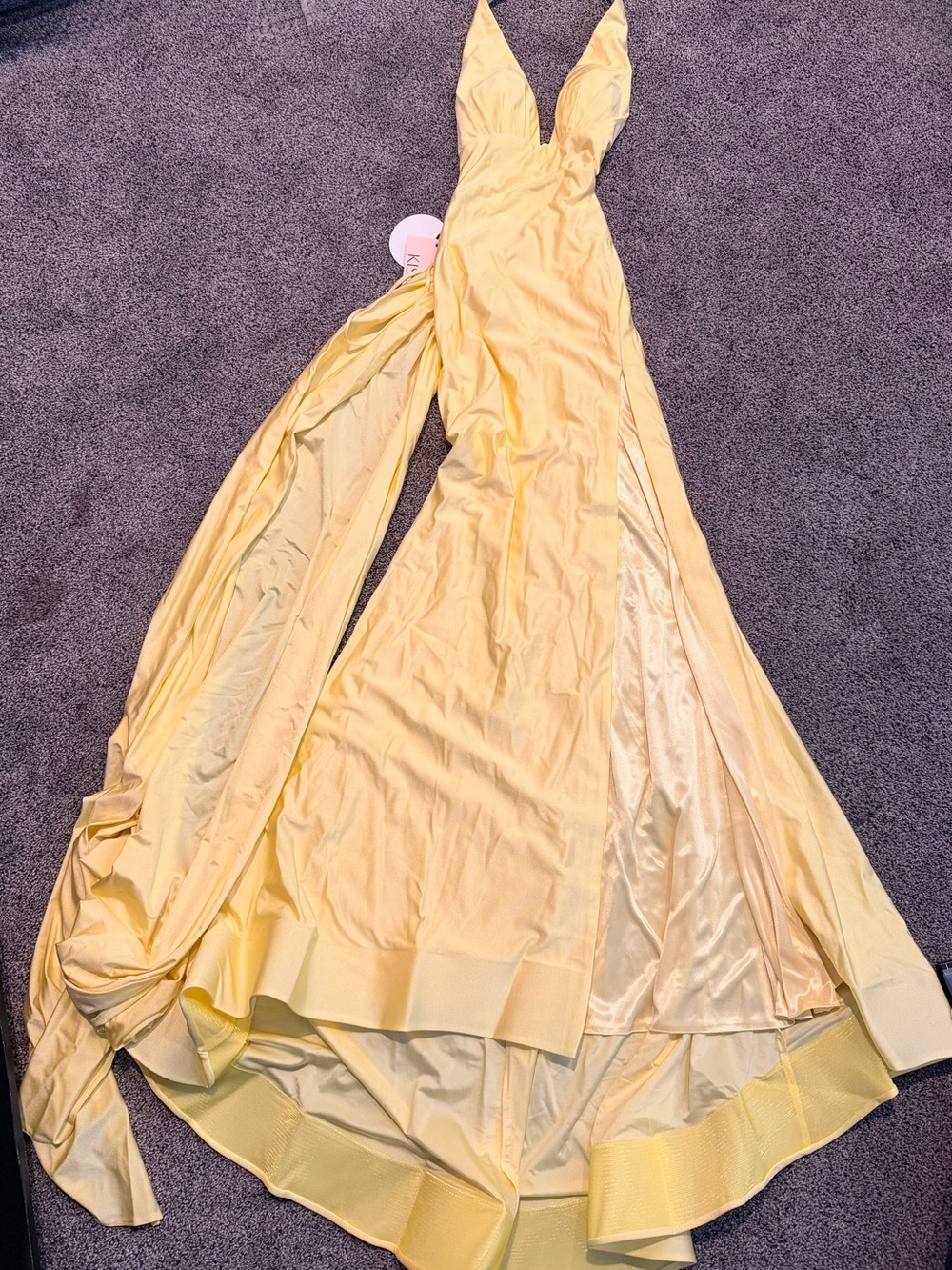 Kissprom Backless Draped Evening Gown in Soft Cream - Picture 3 of 8